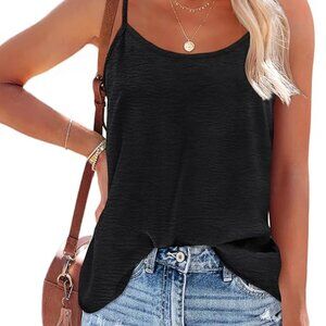 Tank Top for Women Adjustable Spaghetti Strap Camisole Scoop Neck Sleeveless - L